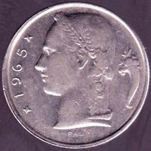 1965 Belgium 5 Francs Coin Dutch