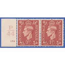 GB KGVI 1942 1.5d PALE RED BROWN SG487 MOUNTED MINT PAIR CONTROL P44 178