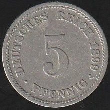 1899 D Germany 5 Pfennig Coin