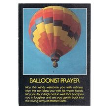 BALLOONIST PRAYER, Albuquerque, New Mexico postcard c.1981 unused #