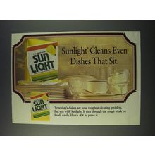 1986 Sunlight Detergent Ad - Sunlight cleans even dishes that sit