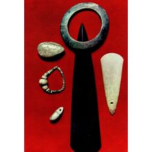 Neolothic Stone Age Treasures Haches Et Bijoux Postcard
