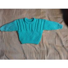 BRAND NEW Hand Knitted 22 in 56 cm Pale Green Cable and Moss Jumper