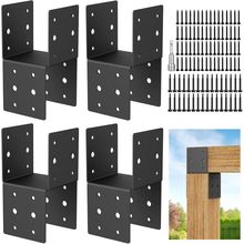 4Pcs Heavy-Duty Post Brackets Kit - 4X4 Wood Deck Mounting, 14-Gauge Steel Base