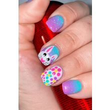 Bonbon Polka Dot Bunny Easter Fashion Square Nail Stickers