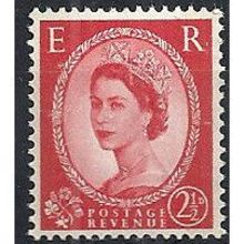 1960 SG614 2 1/2d Carmine Red Type II Wilding Wmk Crowns Phosphor Unmounted Mint