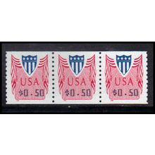 CVP33 50c Shield Very Fine MNH Strip of 3 PA5372