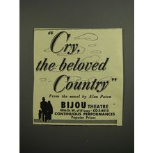 1952 Cry the Beloved Country Play Advertisement