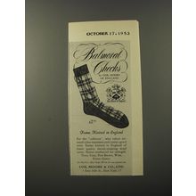 1953 Cox, Moore & Co. Socks Ad - Balmoral Checks