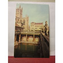 ROMAN BATH & ABBEY, BATH. SOMERSET used vintage postcard 1963 pm =