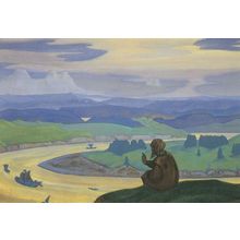 Nikolai Roerich Prokopy The Righteous Praying Painting Postcard