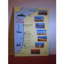 MAP OF LA COTE D'OPALE, FRANCE unused postcard #