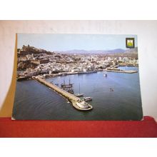 THE HARBOUR, IBIZA, SPAIN used vintage postcard 1984? pm =
