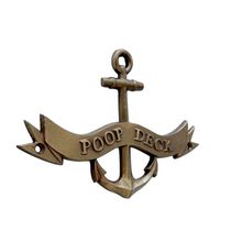 Pack Of 2] Antique Brass Poop Deck Anchor With Ribbon Sign 8""
