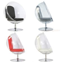 Clear Acrylic Half Round Balloon Chair with Floor Stand-White Silver Red Black