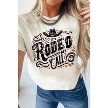 White ITS RODEO TIME YALL Western Graphic T Shirt