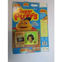 Sugar Puffs 1994 The Flintstones Sticker BETTY T-Shirt Offer Empty Cereal Box