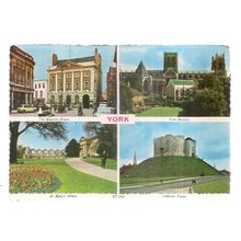 YORK multiview used vintage postcard 1975 postmark =