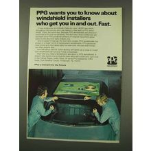 1973 PPG Windshields Ad - Installers Get You In and Out