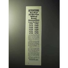 1977 Winchester Wildcat Ammunition Ad - Recall