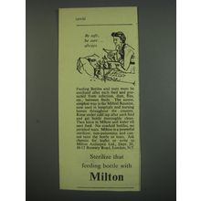 1949 Milton Baby Bottle Sterilization Ad - be safe, be sure.. Always
