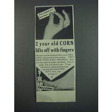 1930 Freezone Corn Remover Ad - 2 year old corn lifts off with fingers