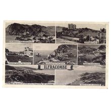 multiview, ILFRACOMBE, DEVON used vintage postcard RP George VI blue stamp =