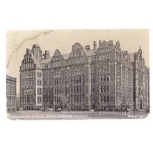 TECHNICAL SCHOOL, MANCHESTER, LANCASHIRE . used antique postcard 1905 postmark =