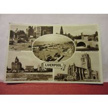 multiview, LIVERPOOL. used vintage postcard RP . 1957 pm /