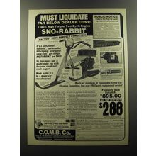 1982 C.O.M.B. Sno-Rabbit Snowmobile Advertisement - Must liquidate