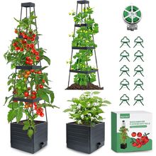 MQFORU 2Pack Raised Garden Bed Planter Boxes with Trellis, 57" Self-Watering Tom
