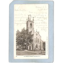 Rhode Island Woonsocket Postcard St Charles Church Undivided Back~1284