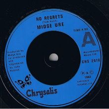 Midge Ure - No Regrets 7", Single, Blu Very Good Plus (VG+)