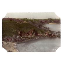 DOG AND LION ROCK & PETIT PORT, GUERNSEY . vintage used postcard 1956? pm #