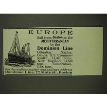 1903 Dominion Line Ad - Europe