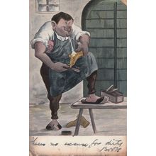 Antique Shoe Maker Blacksmith Comic 1906 Postcard