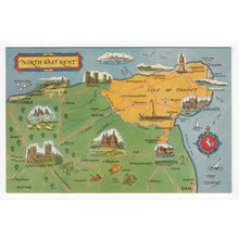 North East Kent Map Postcard 1640