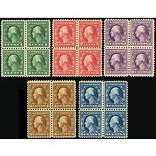 462-66, Mint F-VF H/NH 1-5¢ Blocks of Four SCV $1210 - Stuart Katz