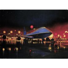 Art card “Night Flight” by Rob Johnson. British Airways Boeing 747