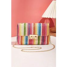Multicolour Bohemian Woven Gold Chain Shoulder Bag