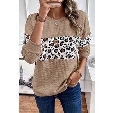 Parchment Leopard Quilted Patchwork Crew Neck Sweatshirt