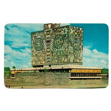 Postcard Mexico City National University of Mexico Central Library large murals