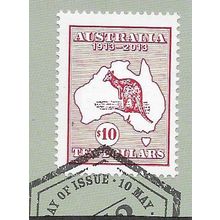 AUS 2013 $10 'KANGAROO AND MAP' ON BACKING PAPER FINE USED (EBID66-271)
