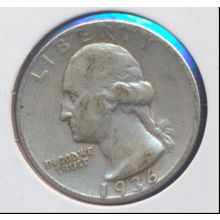 1936-P Washington 90% Silver Quarter, Circulated and Ungraded