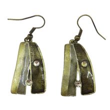 Trapezium Bronze Coloured Earrings Drop on Fishhook Earwires Ladies Jewellery