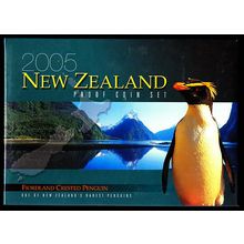 2005 New Zealand Proof Coin Set Fiordland Crested Penguin