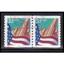 Used 3280 33c U.S. Flag Over City Very Fine CNP Left 2222 PA2080