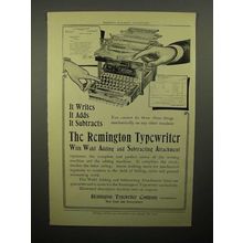 1908 Remington Typewriter Ad - Wahl Adding Attachment