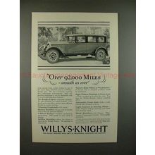1927 Willys Knight Car Ad - Over 92,000 Miles, Smooth!!