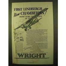 1927 Wright Aeronautical Corporation Ad - Chamberlin